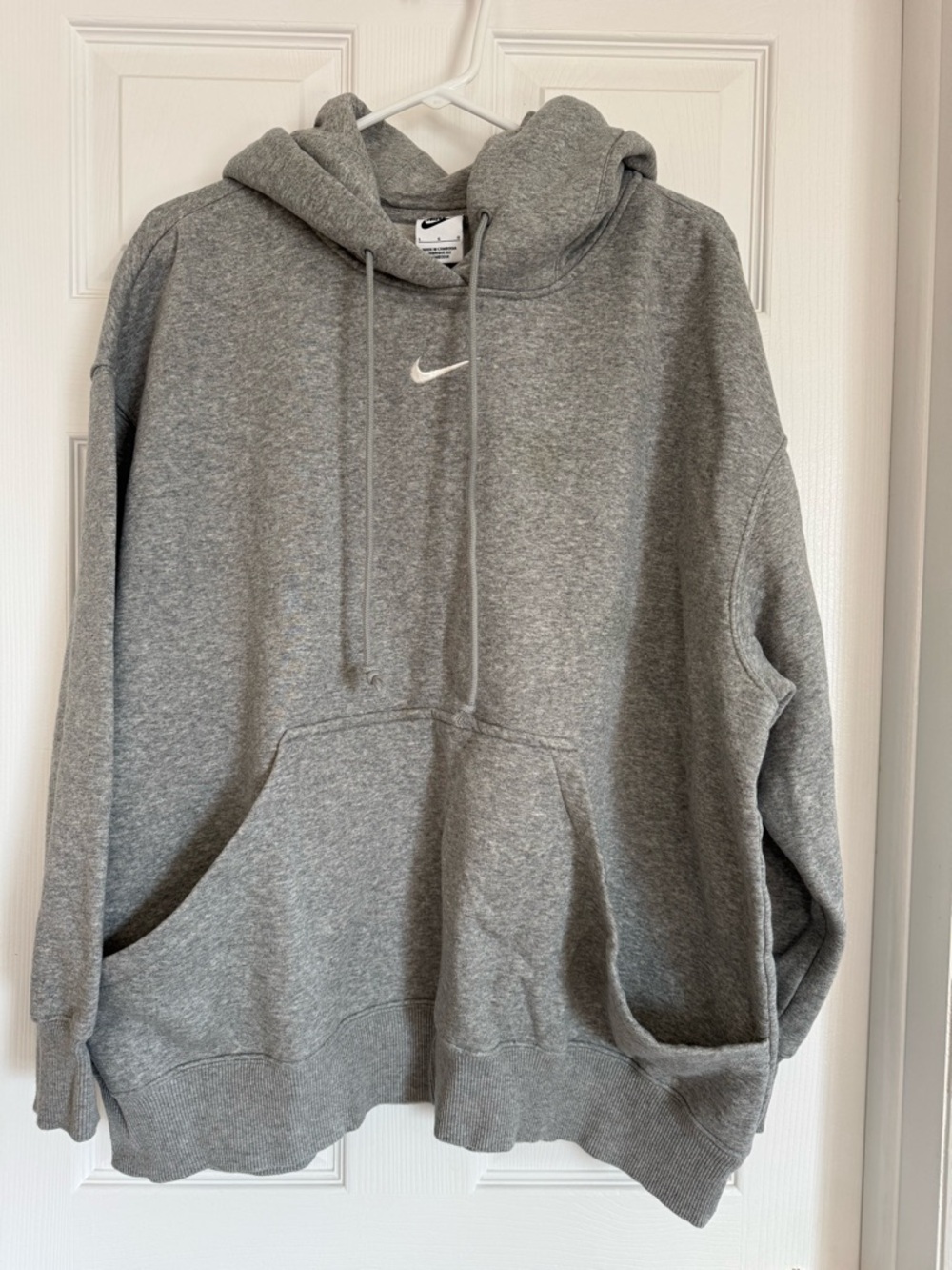 Nike Gray Hooded Sweatshirt with White Swoosh